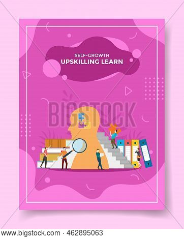 Upskilling Learn Concept For Template Of Banners, Flyer, Books, And Magazine Cover Vector Illustrati