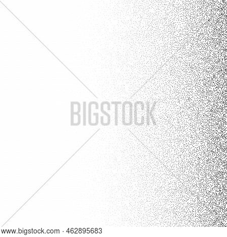 Grain Stippled Gradient. Faded Stochastic Dotwork Texture. Random Grunge Noise Background. Black Dot
