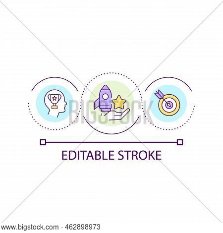 Objective Goals Setting Loop Concept Icon. Achievement And Development. Achievable Aims Planning Abs