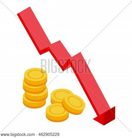 Low Money Graph Icon Isometric Vector. Family Coping. Multi Support