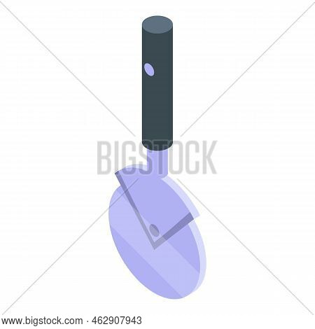 Pizza Cut Wheel Icon Isometric Vector. Round Slice. Food Tray