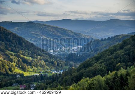 A Rural Landscape At Carpathian Mountains, Hutsulshchyna National Park, Ivano-frankivsk Region, Ukra