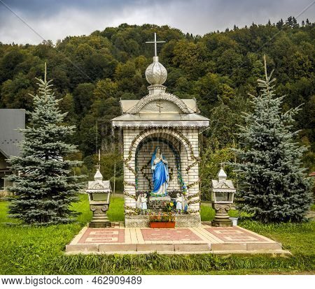 A Chapel Of The Virgin Mary In Ukrainian Village Sheshory, Ivano-frankivsk Region Of Ukraine