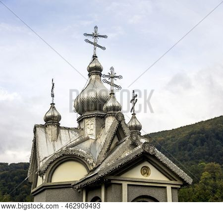Top Of A Small Chapel In Ukrainian Village Sheshory, Ivano-frankivsk Region Of Ukraine