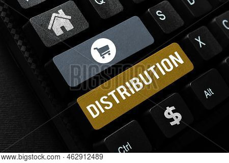 Conceptual Display Distribution. Business Concept The Behavior Of Several Recipients Sending Somethi