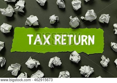 Writing Displaying Text Tax Return. Internet Concept Which Taxpayer Makes Annual Statement Of Income