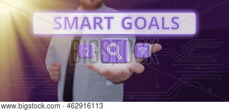 Text Caption Presenting Smart Goals. Business Approach Mnemonic Used As A Basis For Setting Objectiv