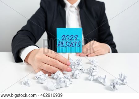 Text Caption Presenting 2023 Results. Business Showcase Any Outcome Of An Action Or Event That Happe