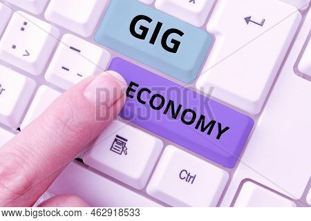 Handwriting Text Gig Economy. Business Approach A Market System Distinguished By Shortterm Jobs And 