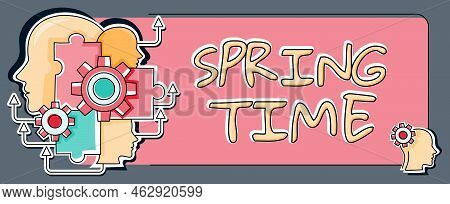 Inspiration Showing Sign Spring Time. Business Showcase Temperate Season Of The Year Identified By A