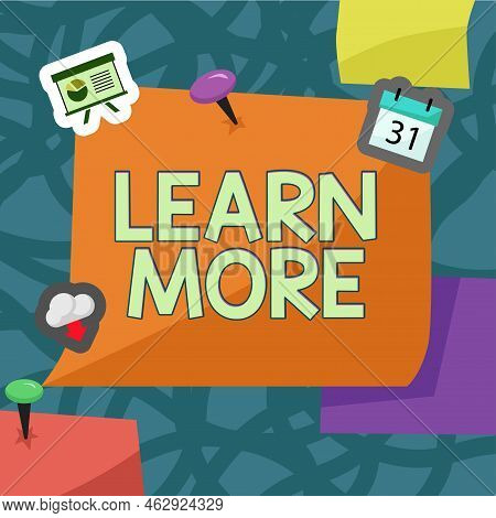 Text Showing Inspiration Learn More. Word For Deepen Knowledge Of The Thing You Want To Do Or New Sk