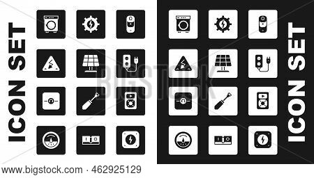 Set Battery Charge, Solar Energy Panel, High Voltage, Washer, Electric Extension, Gear And Lightning