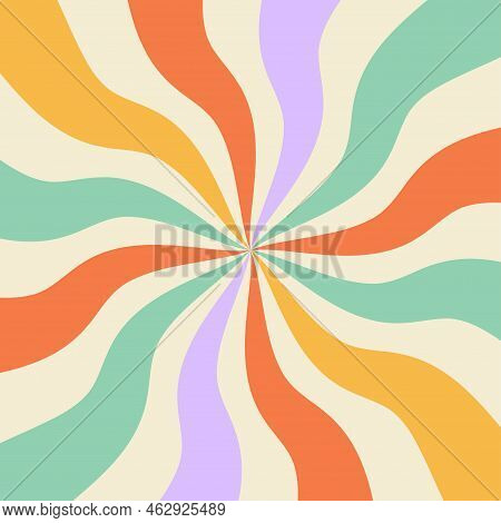 1970 Abstract Groovy Trippy Pattern. Wavy Swirl Seventies Style. Hippie Aesthetic Fluid Square Disto
