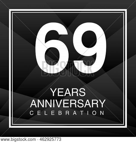 69 Year Anniversary Celebration Logo Vector On Red Background, 69 Number Design, 69th Birthday Logo,