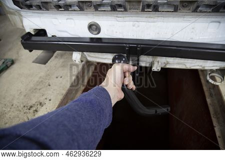 Trailer Coupling.installing A Towbar On A Passenger Car.cargo Transportation By Passenger Car.
