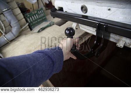Trailer Coupling.installing A Towbar On A Passenger Car.cargo Transportation By Passenger Car.