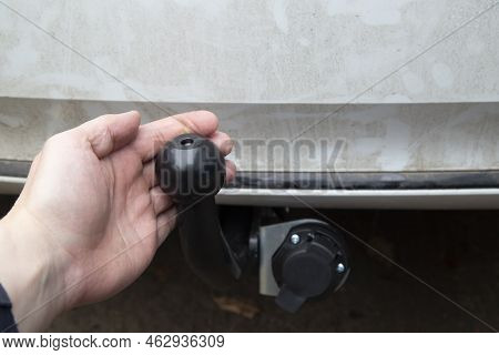 Trailer Coupling.installing A Towbar On A Passenger Car.cargo Transportation By Passenger Car.