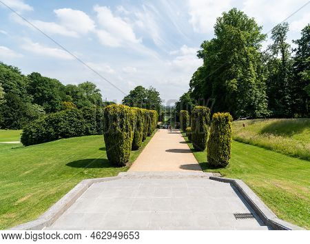 Laeken, Brussels Capital Region - Belgium - 06 06 2021: Pathway In The Royal Gardens Of Belgium