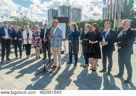 Gdansk, Poland - August 31, 2022: Slawomir Broniarz During Press Conference On The 42nd Anniversary 