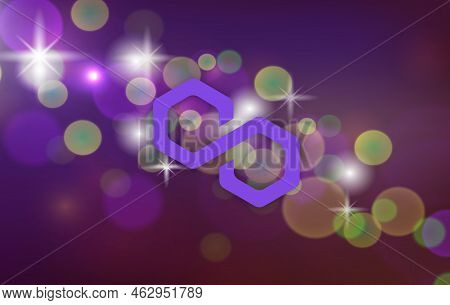 Polygon-matic  Virtual Currency Images. 3d Drawings. Coin Logo