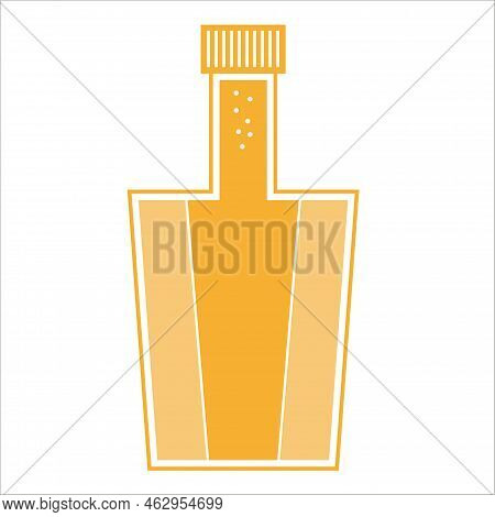 A Bottle Of An Orange Drink On A White Background