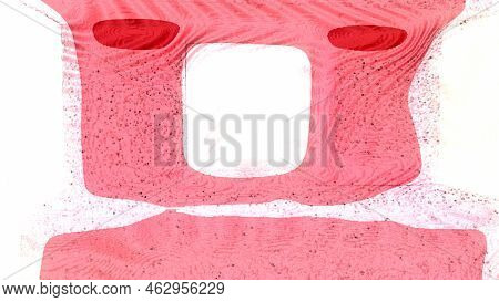 Three White Rectangular Spots. On A Light Pink Background, There Are Three White Rectangular Areas, 