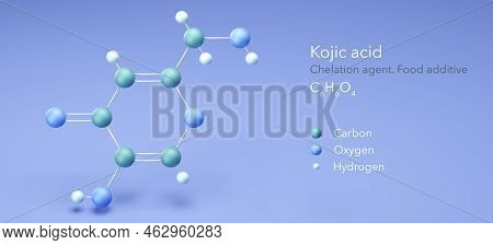 Kojic Acid, Molecular Structures, Chelation Agent, 3d Model, Structural Chemical Formula And Atoms W