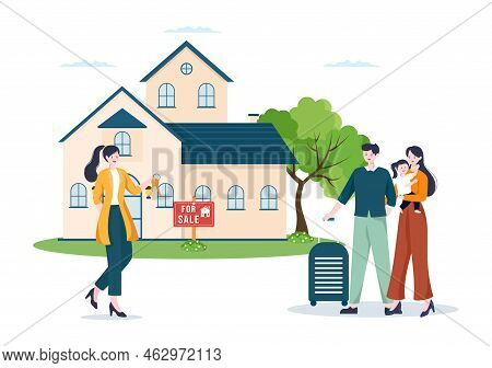 Land Broker Template Hand Drawn Cartoon Flat Illustration With Bridging Investors Or Buyers And Sell