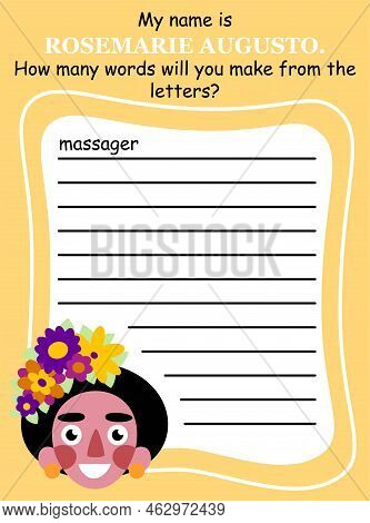 Funny Anagram Word Game For Kids With Mexican Girl Vector Illustration