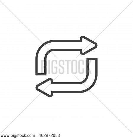Repeat Button Line Icon. Linear Style Sign For Mobile Concept And Web Design. Repeat Arrows Outline 