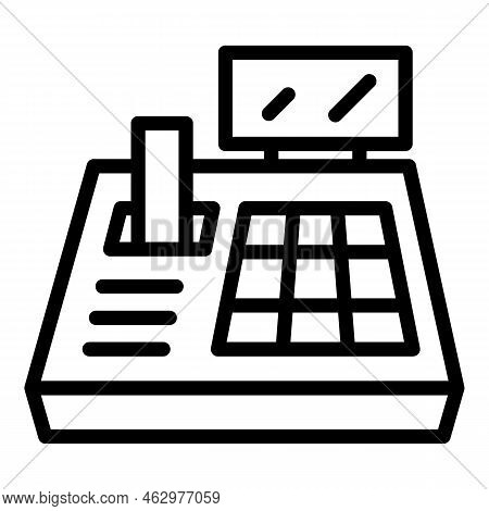 Button Pos Terminal Icon Outline Vector. Center Check. Machine Store