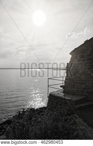 Visingsborg Castle In Sweden On Visingsoe Island Overlooking Lake Vaetterm. Ruin From The Middle Age