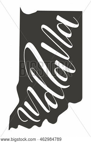 Indiana. Silhouette State. Indiana Word Map With Text Script. Vector Outline Isolated Illustratuon O