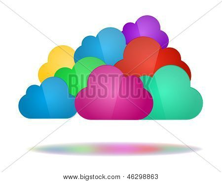 Sæt farve skyer - Cloud Computing-konceptet