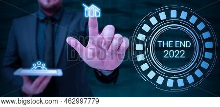 Hand Writing Sign The End 2022. Word For Happy New Year Final Days Of 2022 Resolutions Celebration