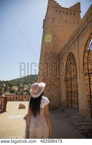 Woman Enjoying The Castle Of Beni Mellal, Also Known As The Kasbah Of Beni Mellal.