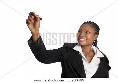 African Business Woman Writing In Free Copy Spave