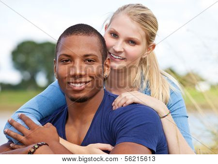 Young couple enjoys time outside.