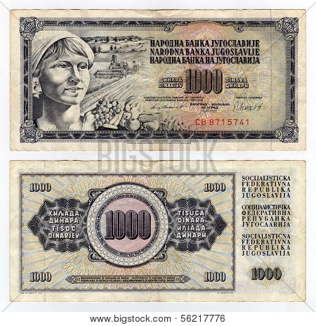 high resolution vintage yugoslavian banknote from 1981
