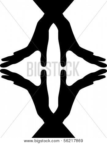 right and left arrows made from hands