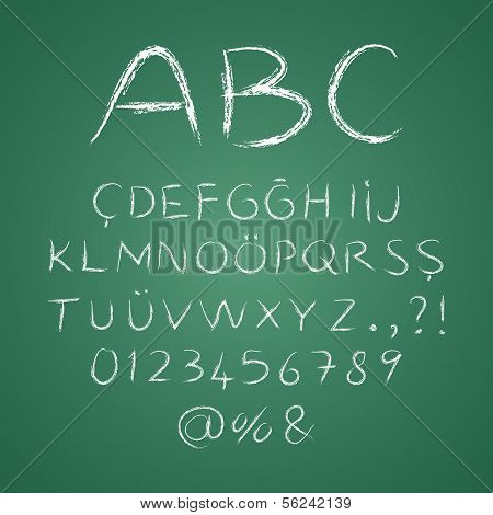 ABC bogstaver på en tavle