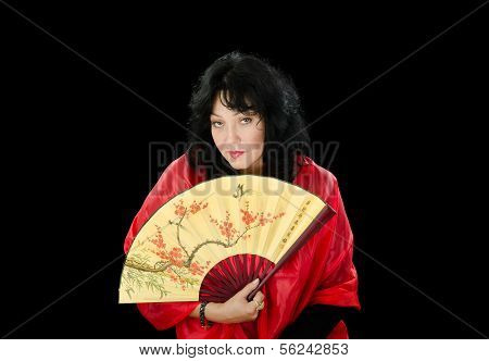Woman With Fan Looks Askance