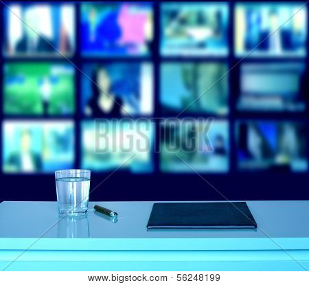 Broadcasting television empty studio