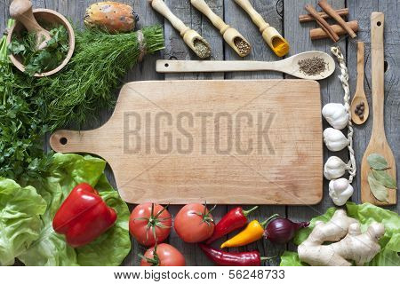 Vegetables and spices  background