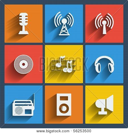 Set of 9 vector web and mobile icons in flat design.