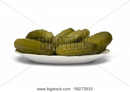 Gherkin Pickles On White Background