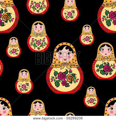 seamless pattern with cute russian dolls