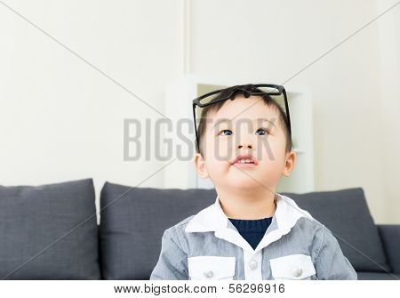 Little boy wear glasses