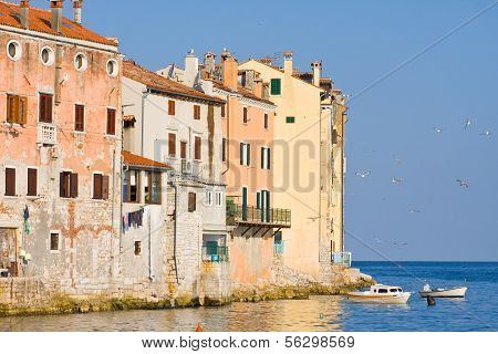 The Pier And The City Of Rovinj On Istria Peninsula In Croatia
