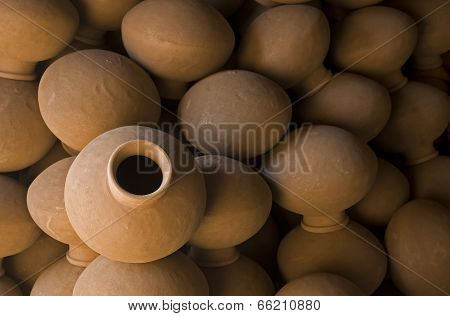 Clay pots ready to be fired